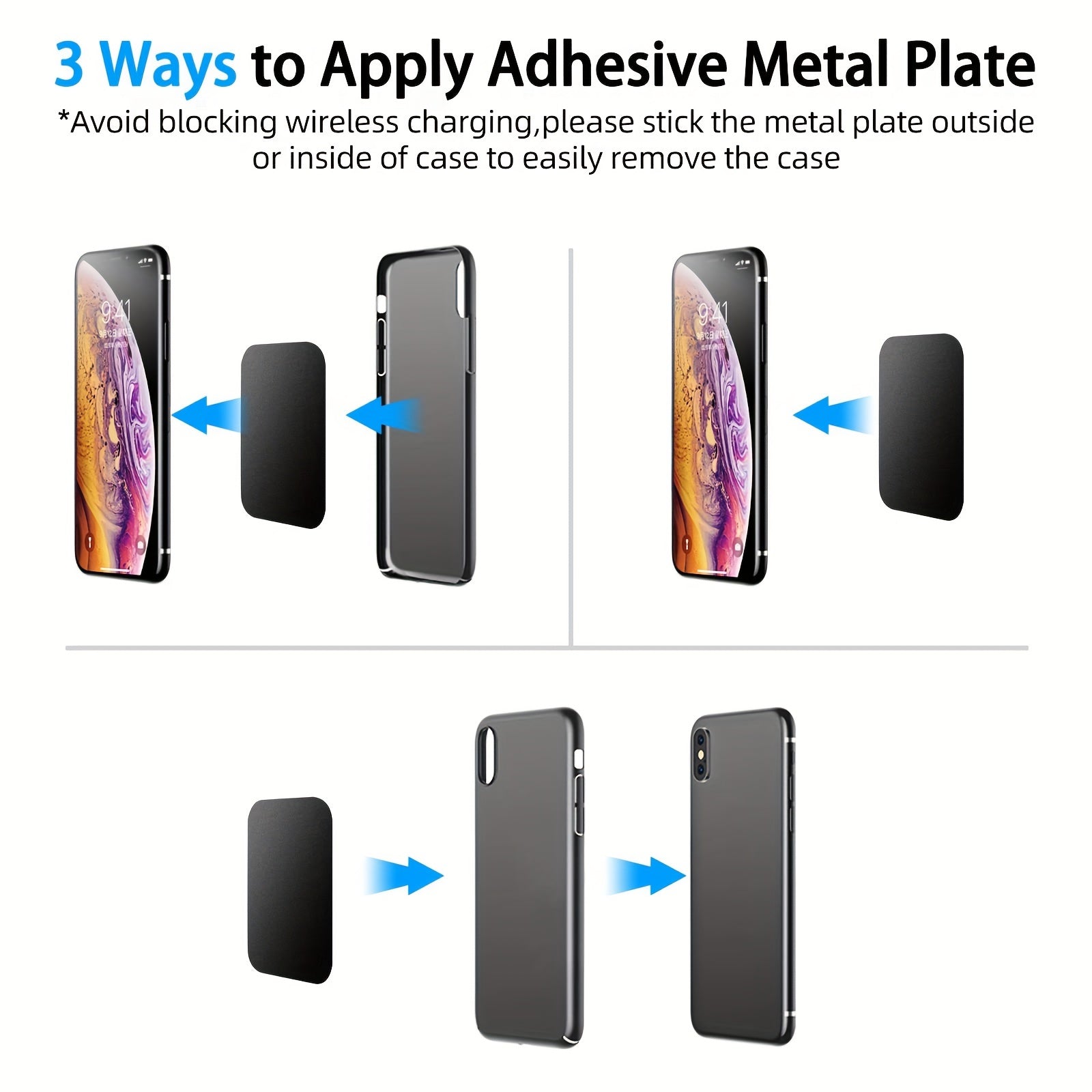 10pcs Metal Plate for Phone Magnet Car Mount Adhesive Sticker