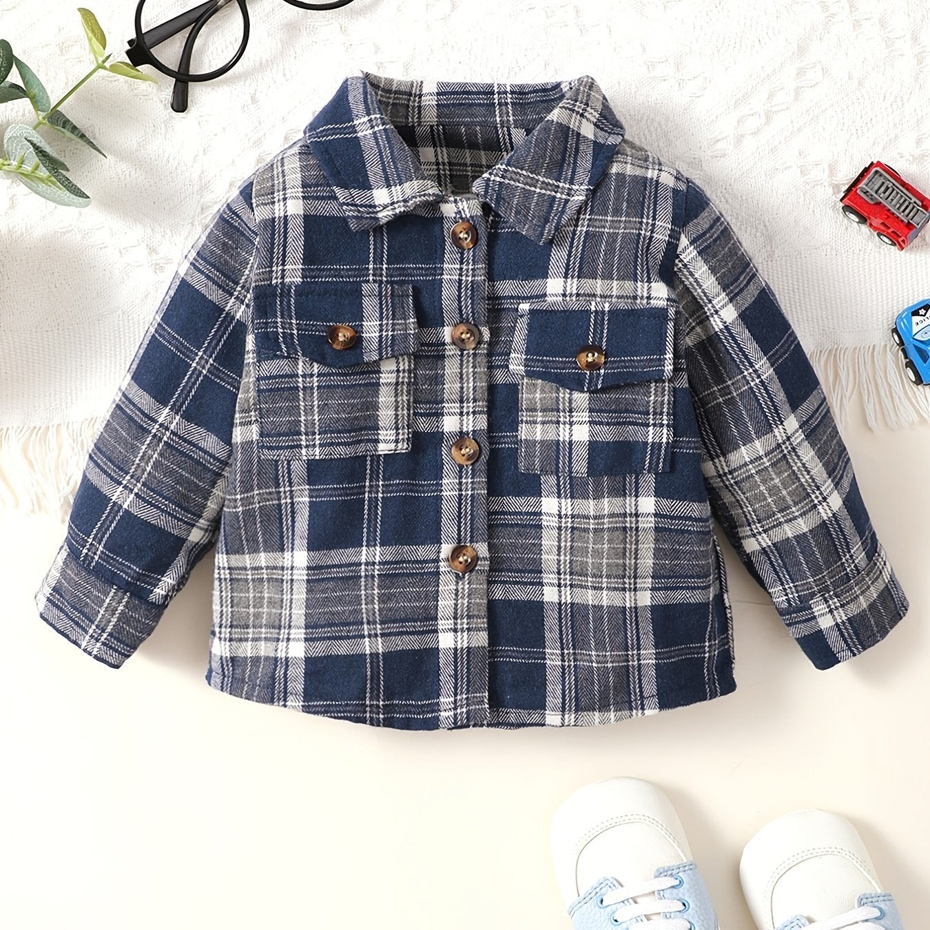 Boys Plaid Flannel Shirts Long Sleeve Button Down - Spring Fall Outwear