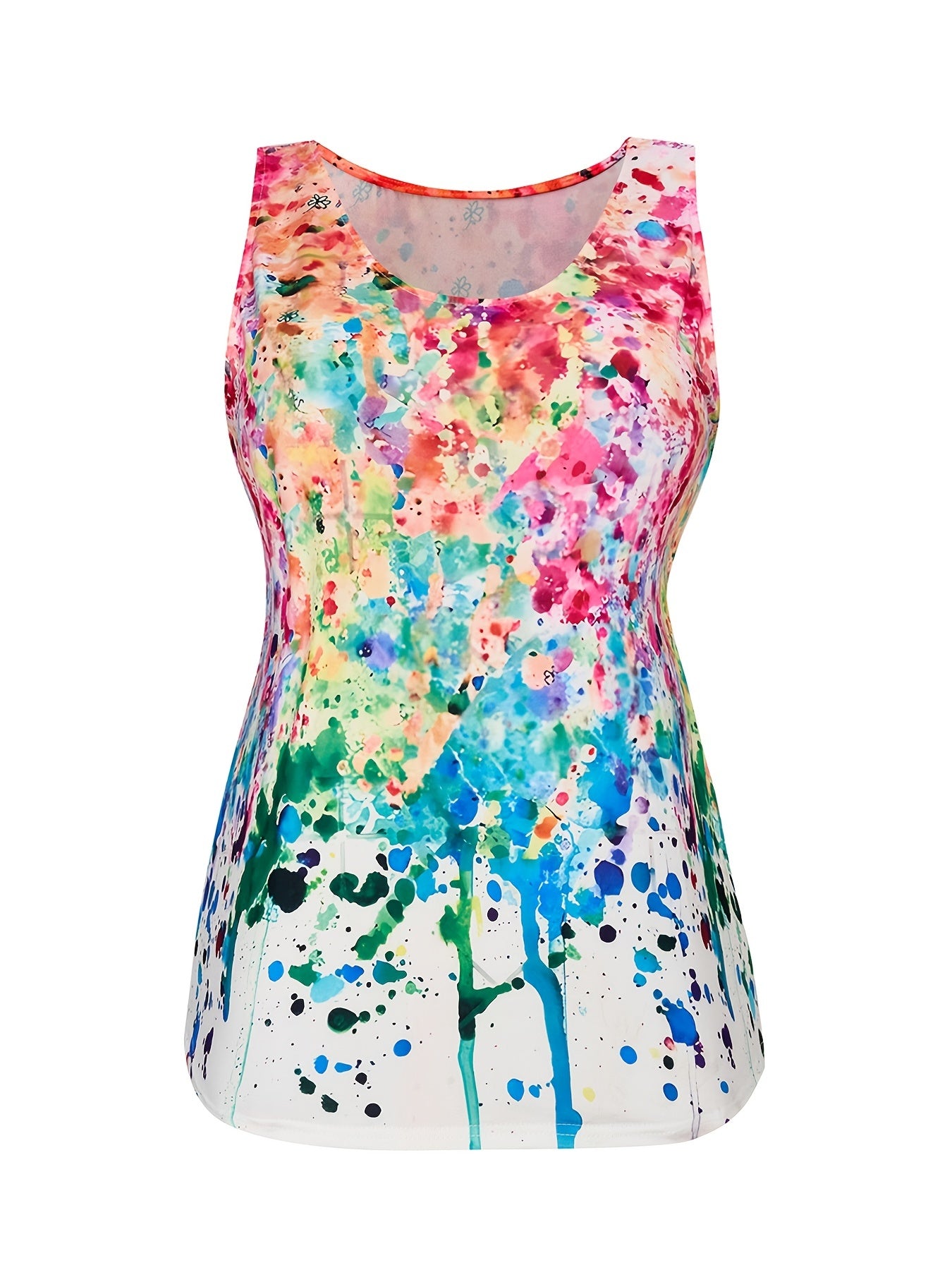 Women's Splash Print V Neck Tank Top