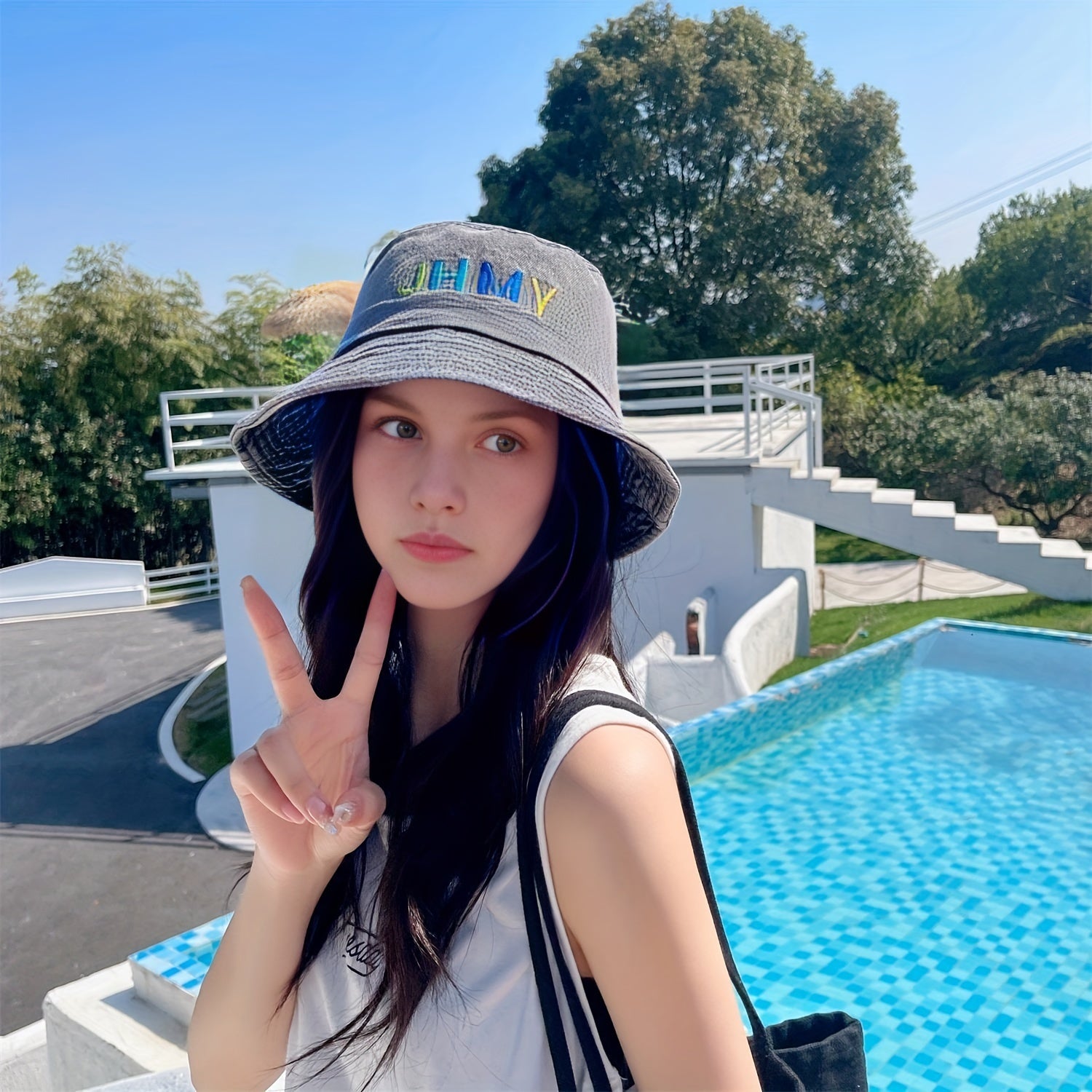 Distressed Denim Bucket Hat Washed Fisherman Cap