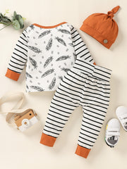 Baby Boys Autumn Winter Outfit Long Sleeve Top & Striped Pants Set