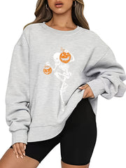 Skull Print Pullover Sweatshirt for Women