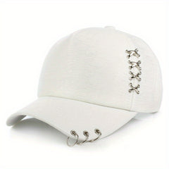 Metal Cross Iron Ring Duck Tongue Baseball Cap Unisex Sun Hat