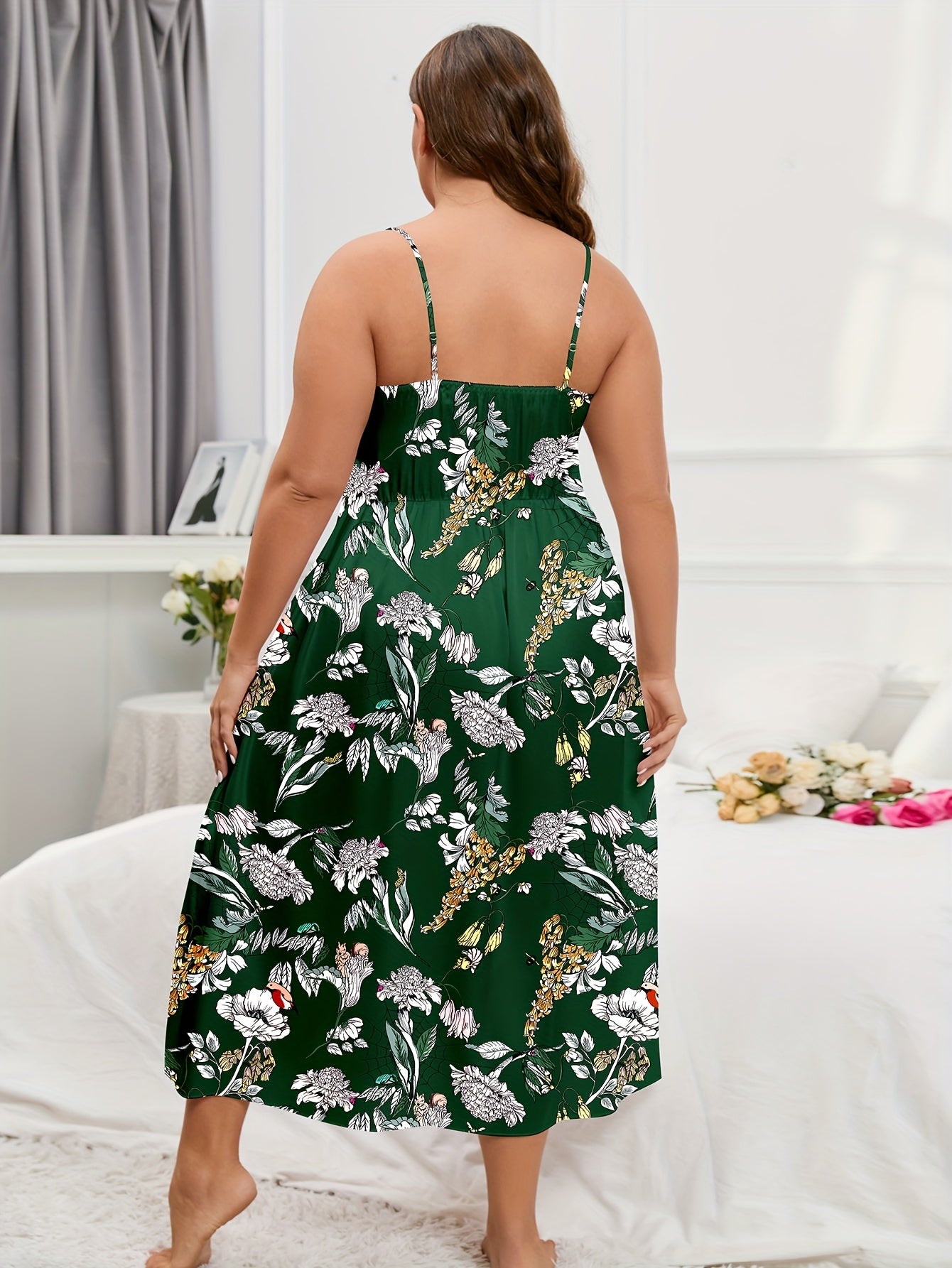 Floral Print Cowl Neck Nightdress