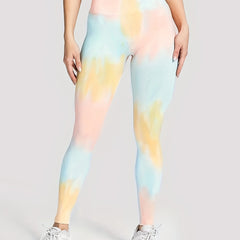 Block Print Yoga Pants Stretch Leggings For Women