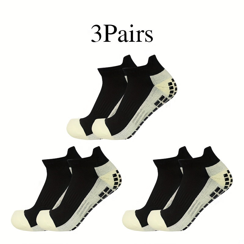 3Pairs Outdoor Breathable Sweat Absorbing Soccer Socks with Non-Slip Silicone