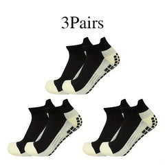 3Pairs Outdoor Breathable Sweat Absorbing Soccer Socks with Non-Slip Silicone