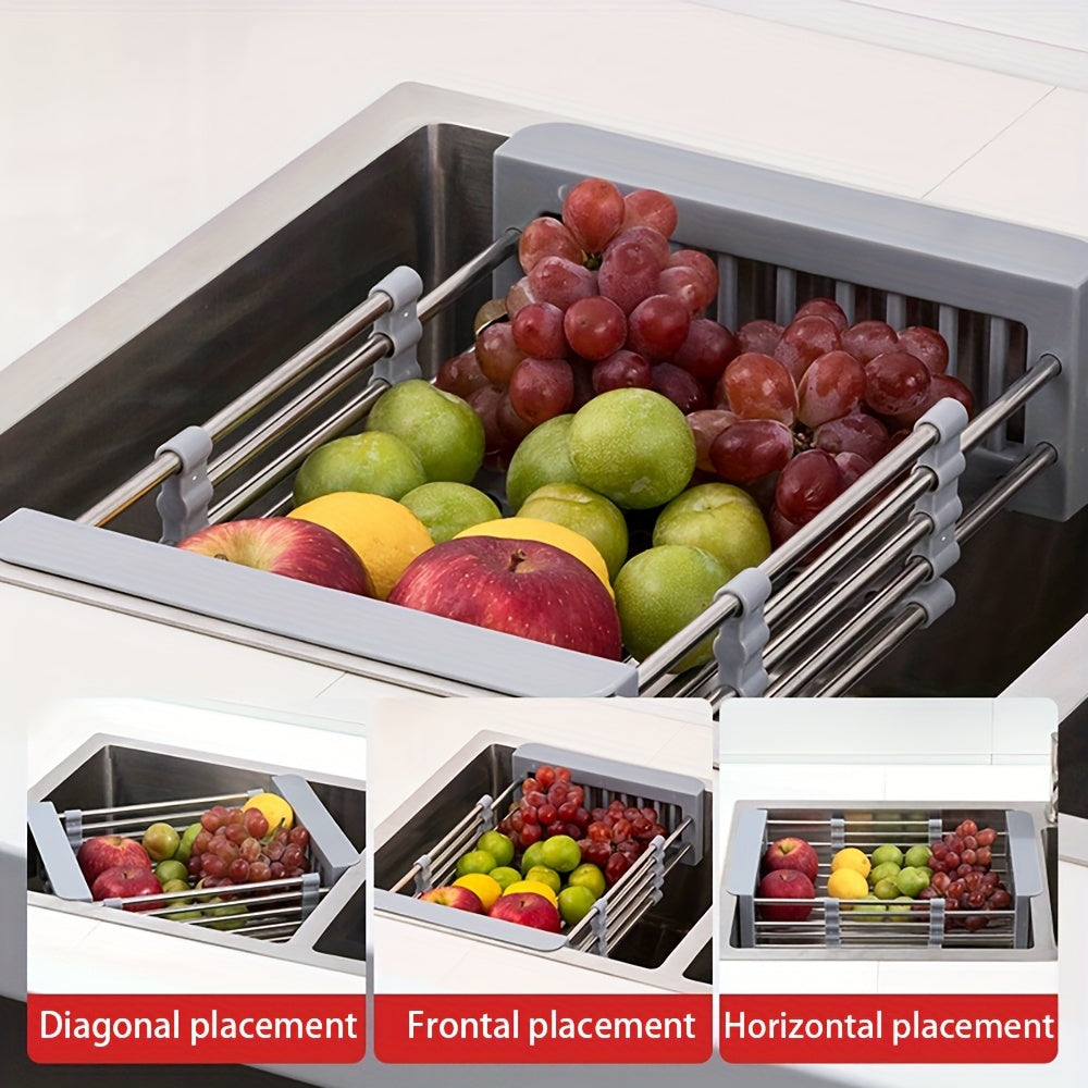 1pc Retractable Drain Rack Kitchen Rack Convenient Storage Rack