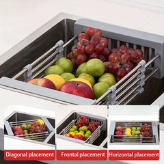 1pc Retractable Drain Rack Kitchen Rack Convenient Storage Rack