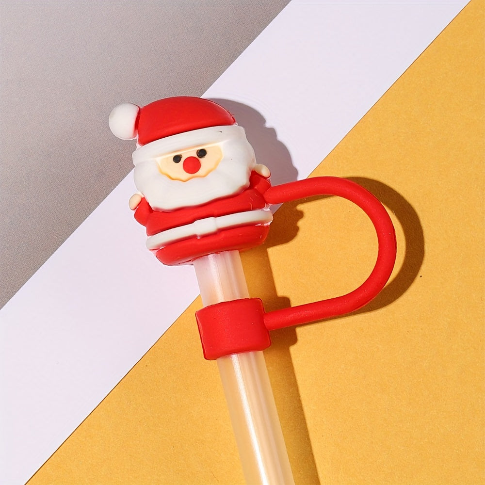 1pc Christmas Silicone Straw Cover Dustproof Straw Plug Cup Accessories