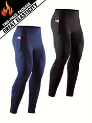 Men's Solid Pocket Leggings Active Quick Drying Sports Compression Pants