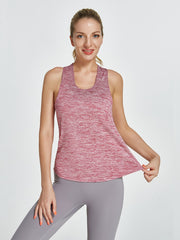 Stripes Yoga Sports Tank Top U Neck Wide Straps T-shirt