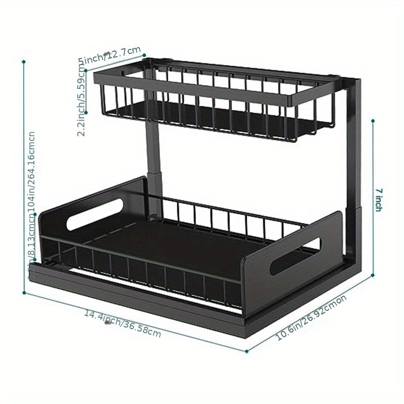 2 Tier Sliding Shelf Under Sink Organizer Pull Out Type Cabinet Organizer