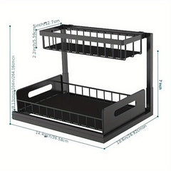 2 Tier Sliding Shelf Under Sink Organizer Pull Out Type Cabinet Organizer
