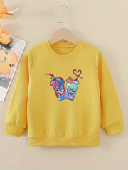 Tie Dye Graphic Sweatshirt for Girls Round Neck Pullover Tops