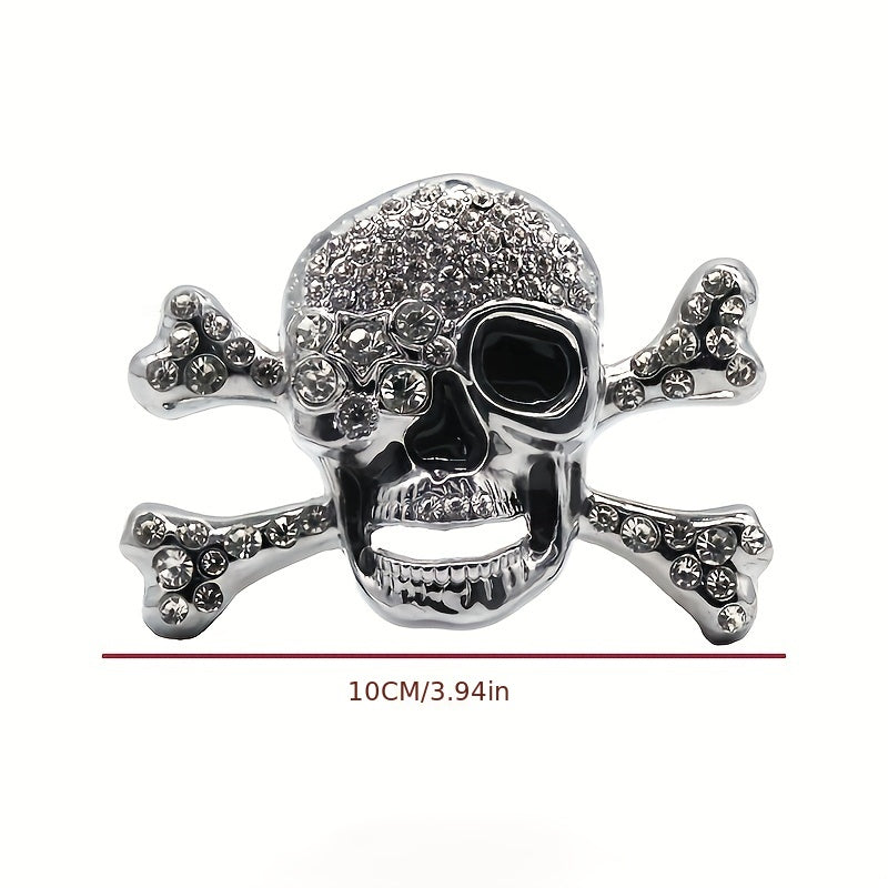 Skull Decor Rhinestone PU Leather Belt Western Cowboy Hip Hop Punk Belt