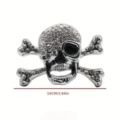 Skull Decor Rhinestone PU Leather Belt Western Cowboy Hip Hop Punk Belt