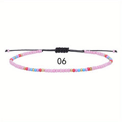 10pcs Colorful Rice Beads Anklet Set Boho Style Bracelet for Women