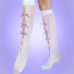 Hollow Bowknot Calf Socks for Women