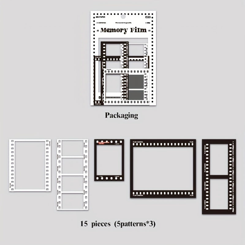 15pcs Large Retro Film Border Journal Stickers Pack