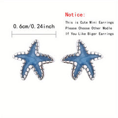 Mini Starfish Stud Earrings for Girls - Ocean Style Jewelry