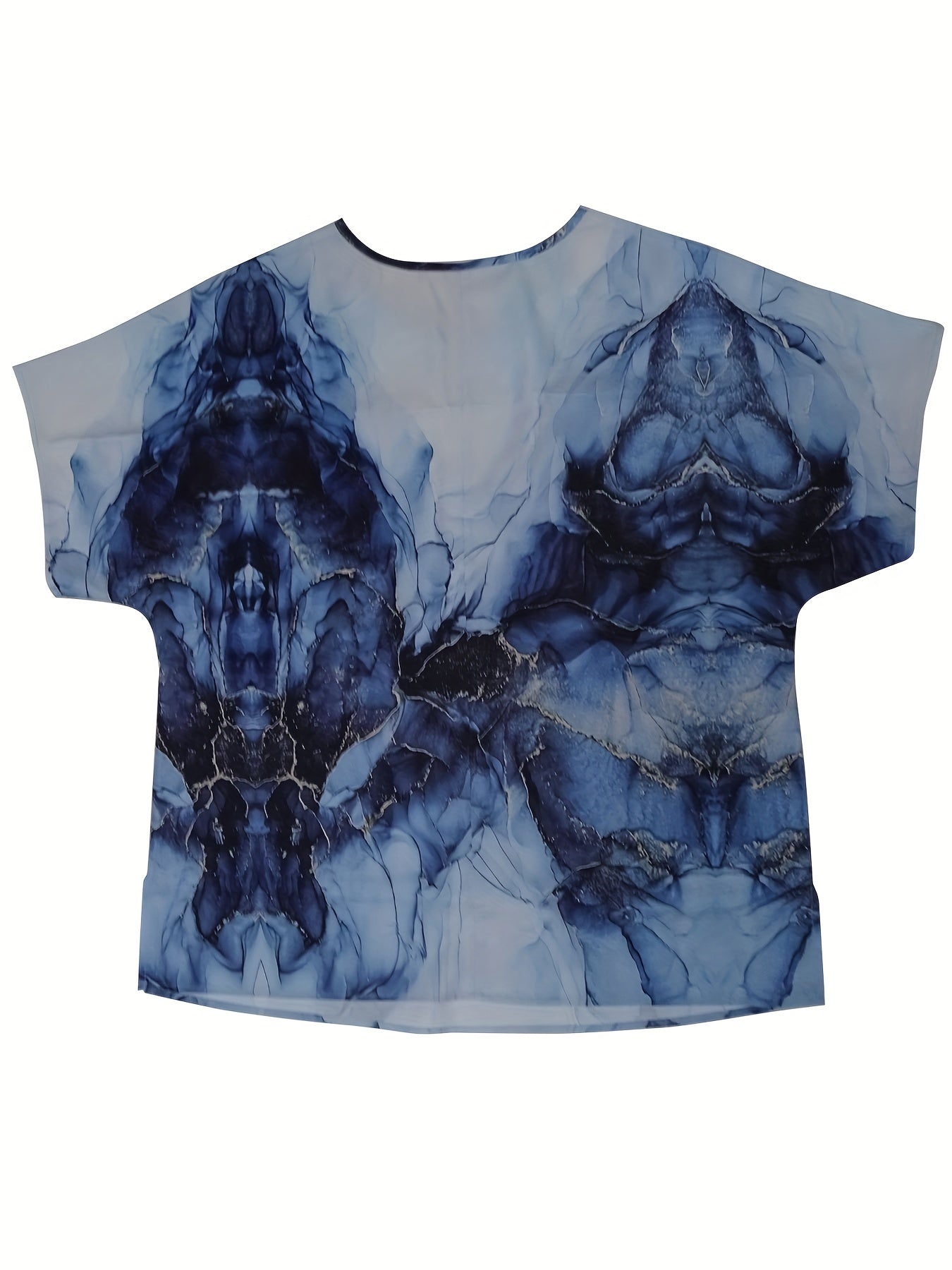 Glitter Marble Print Round Neck Top