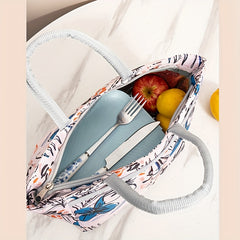 Large Capacity Printed Insulated Lunch Bag for Picnic