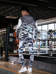 2pcs Men's Camo Sweatshirt & Leggings - Quick Dry & High Stretch