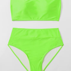 High Waist Tube Top Bikini Set