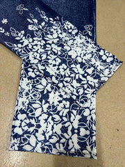 Floral & Denim Print High Rise Plus Leggings