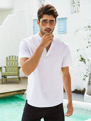 Men's V Neck Short Sleeve Pullover Shirt