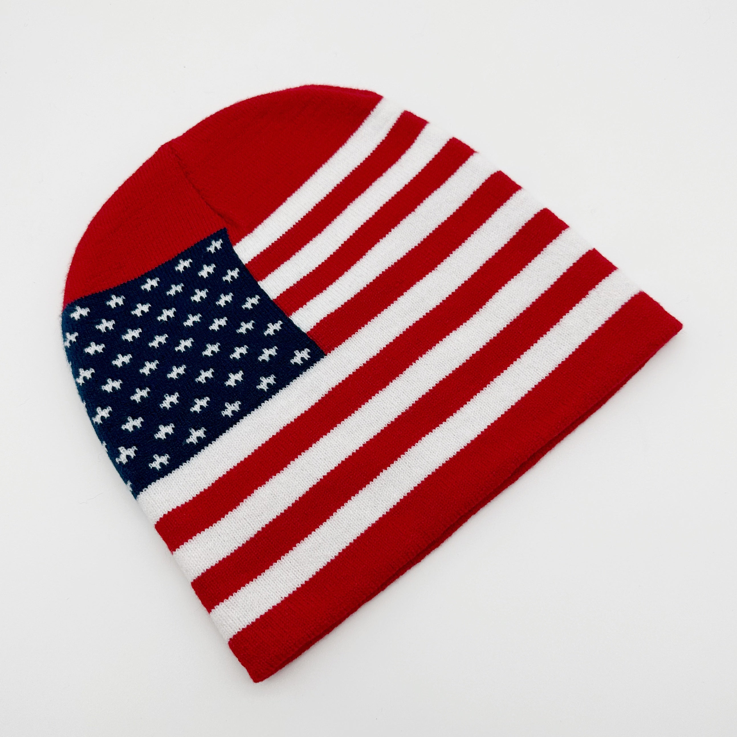 Red American Flag Knitted Hat