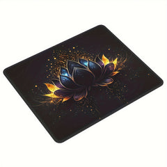 Square Stitched Edge Mousepad Golden Lotus Pattern Office Home Games Desktop
