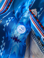 Boys Geo Print Short Sleeve Shirt for Beach Vacation