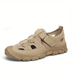Men's Hook Loop Fastener Sandals Durable Non Slip Outdoor Hiking Beach Shoes