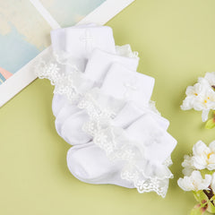 3 Pairs Baby Cross Embroidery Socks for Girls