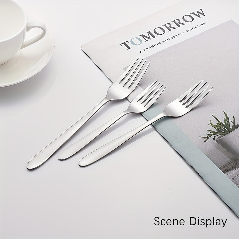 8pcs Dinner Forks Set Stainless Steel Mirror Polished Fruit Picks Steak Fork