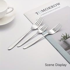 8pcs Dinner Forks Set Stainless Steel Mirror Polished Fruit Picks Steak Fork