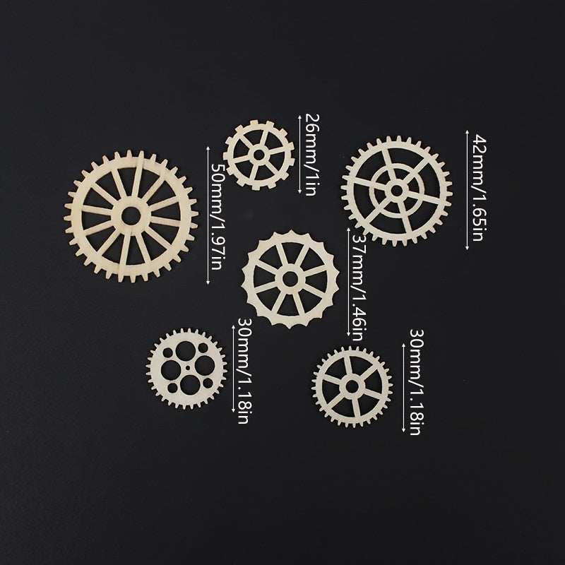 20 PCS DIY Mini Wooden Gears Set Mixed Shapes 26 50mm 1 1 97in