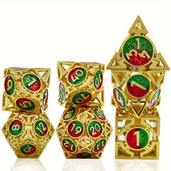 7pcs Metal Hollow Polyhedral Dice Set for Tabletop Game, Christmas Gift