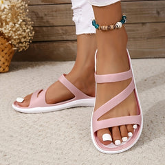 Women's Waterproof Slip on Sports Sandals Hollow Out Breathable Flat Slides
