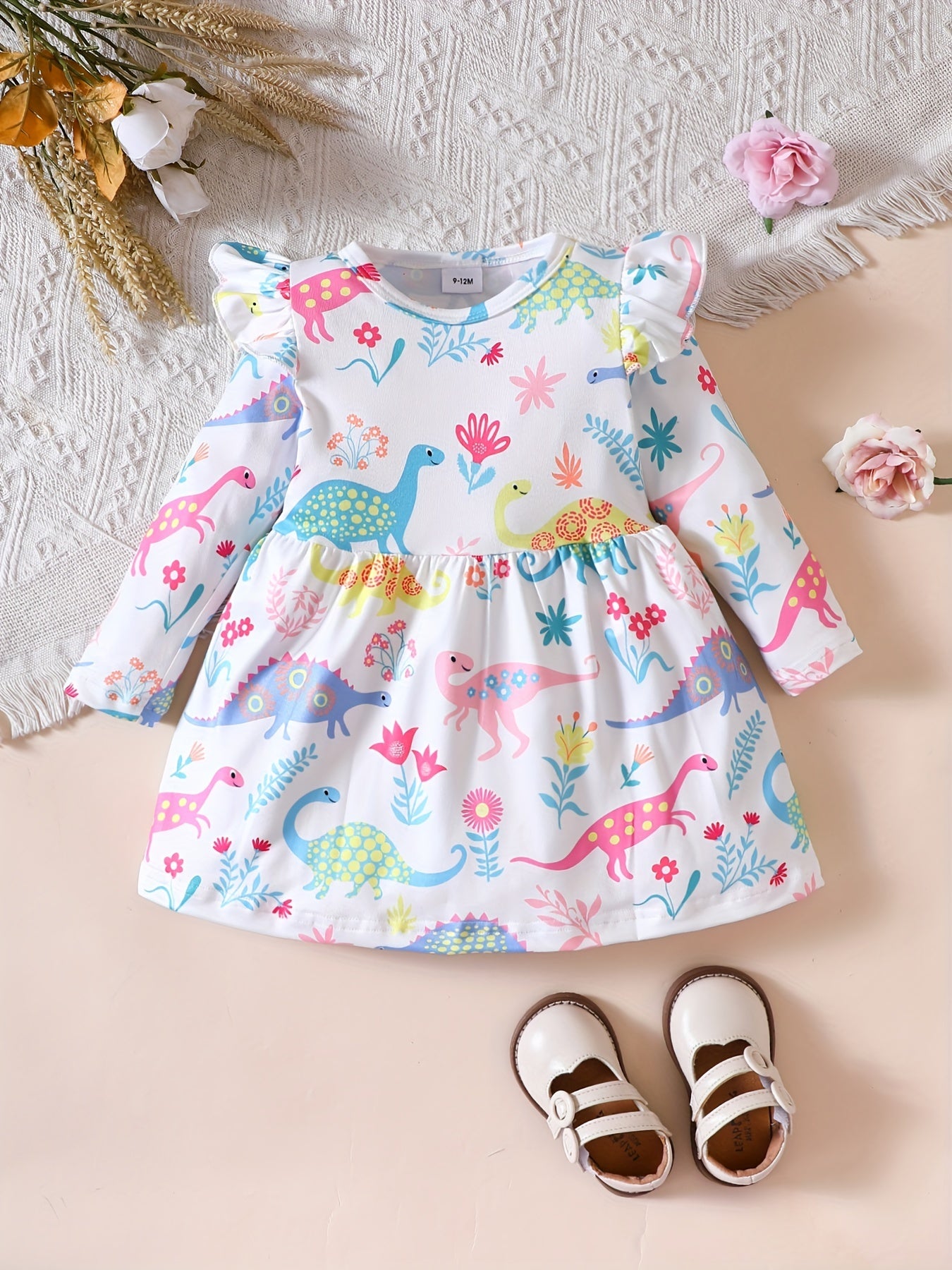 Baby Girl's Cartoon Graphic Long Sleeve Dress