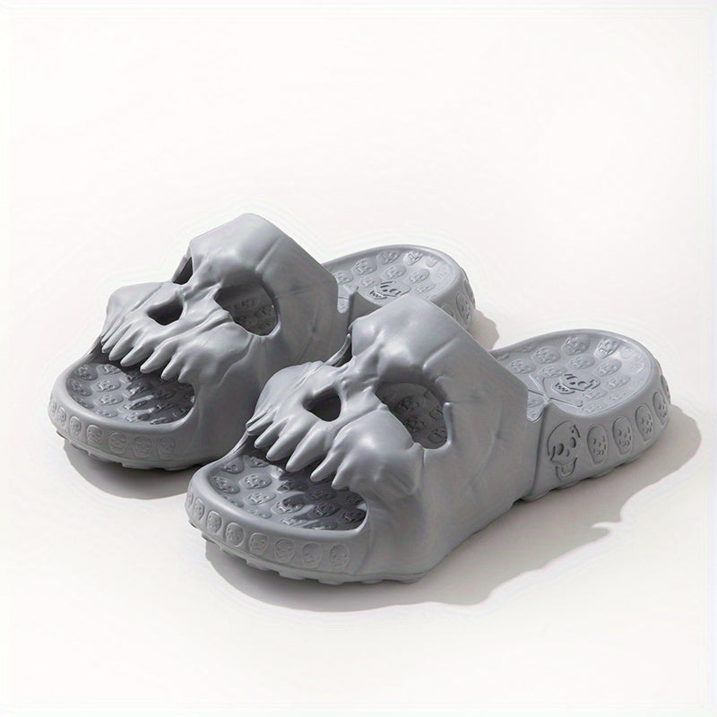 Men's Skull Head Slides Lightweight Non Slip Open Toe Quick Dry Slippers