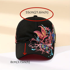 Men's Butterfly Embroidered Peaked Cap Baseball Cap Adjustable Hat