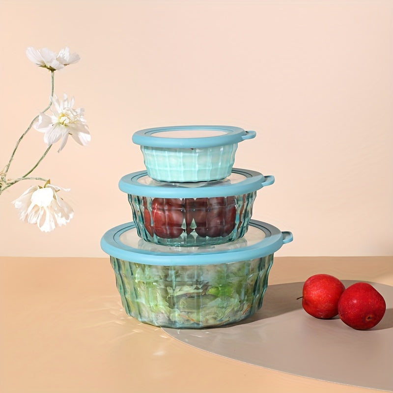 3pcs Round Colored Candy Jar Storage Box Fruit Salad Bowl