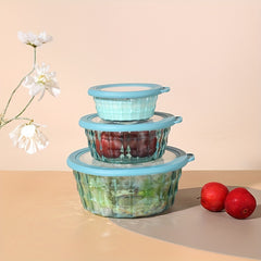 3pcs Round Colored Candy Jar Storage Box Fruit Salad Bowl