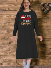 Christmas Loungewear Dress Women's Plus Christmas Hat & Slogan Print