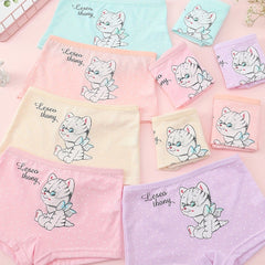 10pcs Toddler Girls Cat & Polka Dot Shortie Brief Underwear