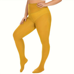 Basic Tights Women's Plus Solid Tummy Control High Waisted Pantyhose