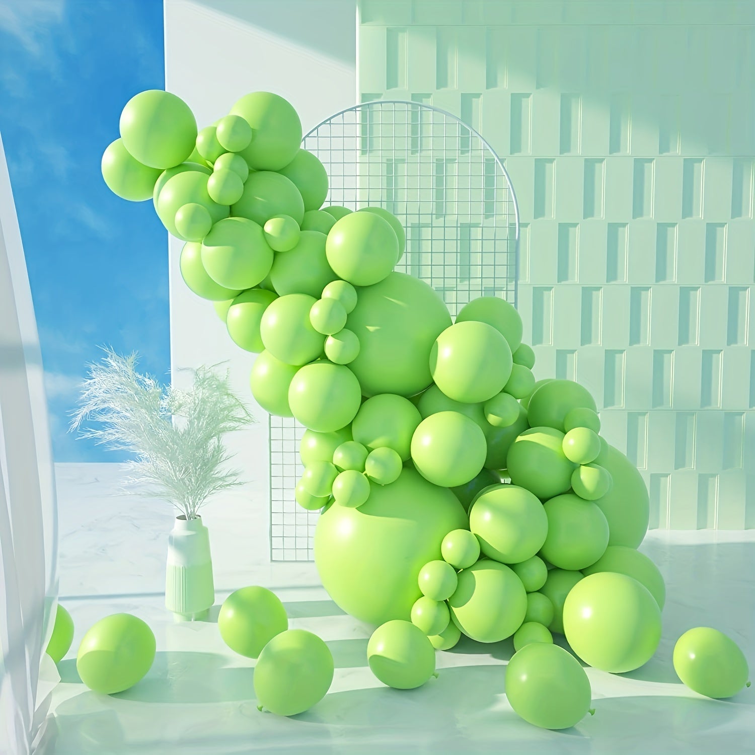60pcs Light Green Party Latex Balloons 12 Lime Green Balloon Garland Kit